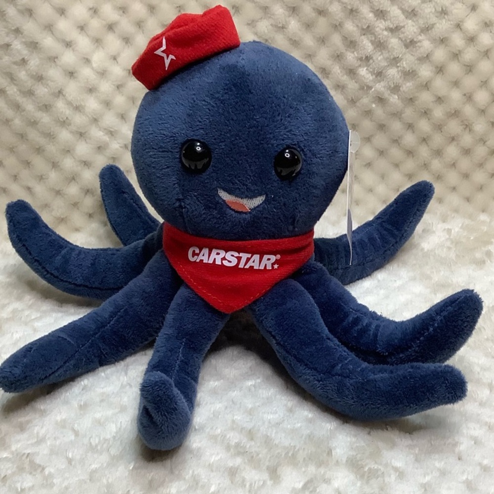 Otto The Carstar Octopus Navy Blue Stuffed Animal Octopus with Red Neck Bandana